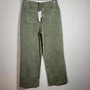 Bagatelle Women Cropped Wide Leg Jeans Size 8 W:30" Green NWT